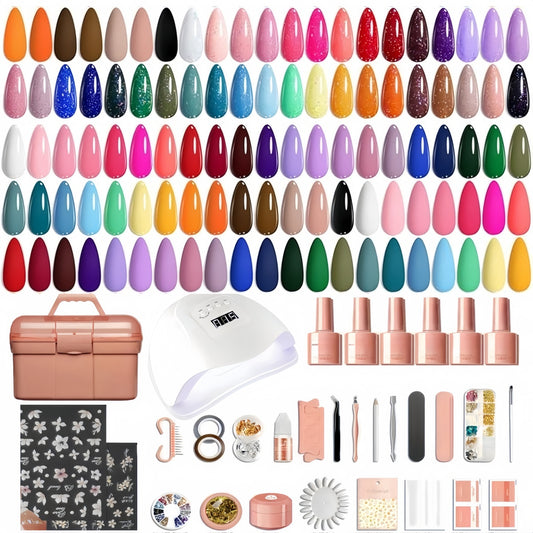 68 PCS Gel Nail Polish Kit with 35 Colors Gel Polish Nail Kit U V Light Base and Matte Glossy Top Coat Nail Gel Polish Soak off All Season Gel Nail Kit Manicure Tools Gifts for Women