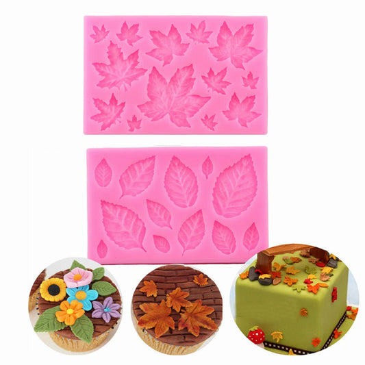 Leaf Silicone Mold  DIY Cake Decorating Leaves Cupcake Topper Fondant Molds Candy Chocolate Mold,2 Pack