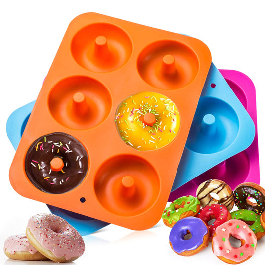 DIY Doughnut Cake Non-Stick Silicone Bakeware Moulds Silicone Donut Baking Pan DIY Decoration Tools Bagels Muffins Donuts Maker(3 Pack)