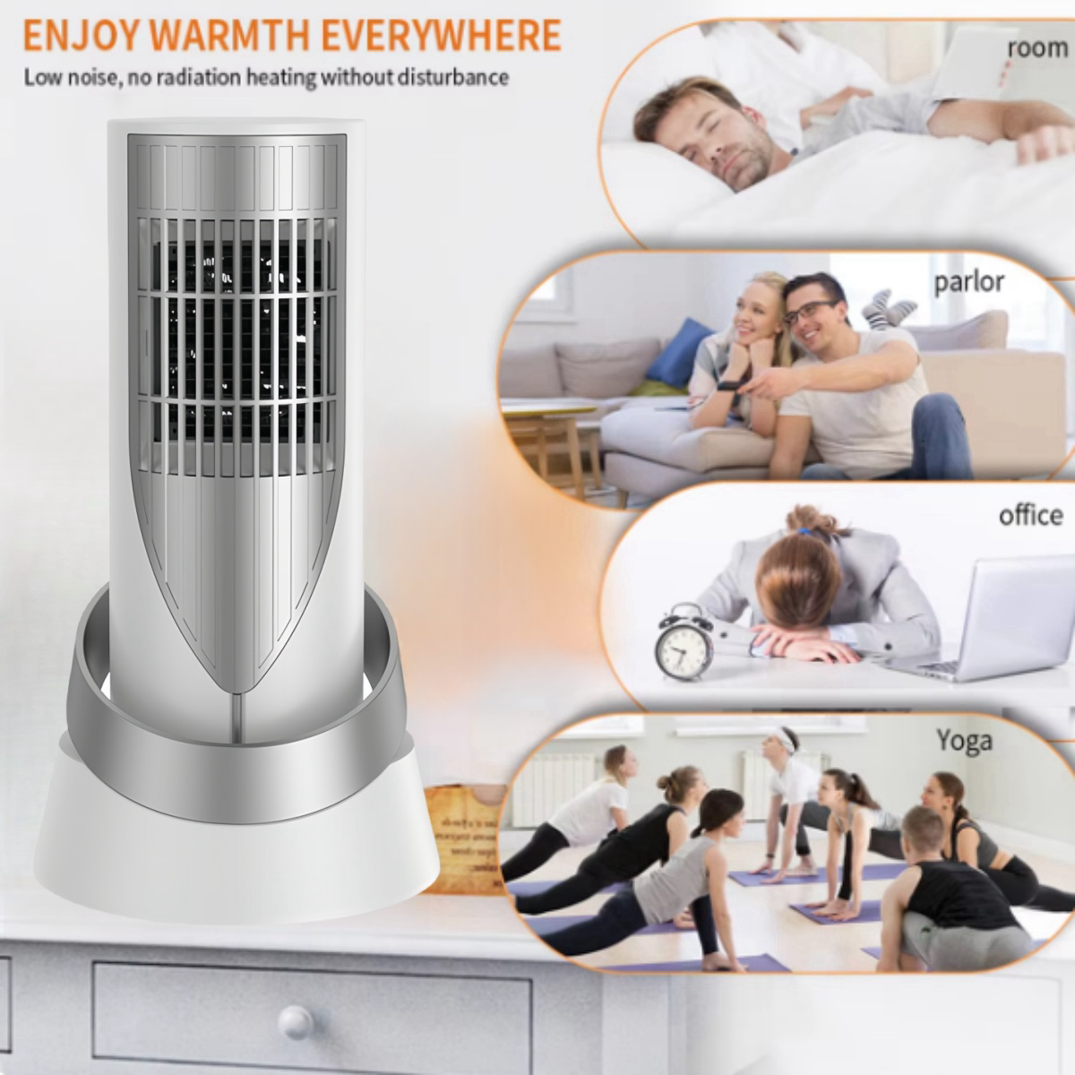 Portable Space Heater,Quiet Ceramic Room Heater With Thermostat,PTC Electric Heaters With Tip-Over and Overheat Protection,  for Bedroom, Office and Indoor Use