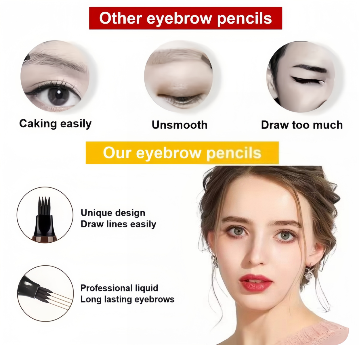 Waterproof Eyebrow Pen,Natural Looking Brows Makeup ( 5 Colors)