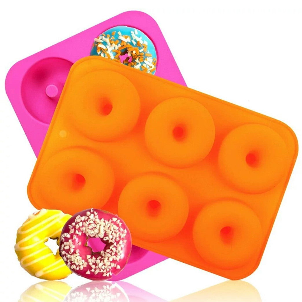 DIY Doughnut Cake Non-Stick Silicone Bakeware Moulds Silicone Donut Baking Pan DIY Decoration Tools Bagels Muffins Donuts Maker(3 Pack)