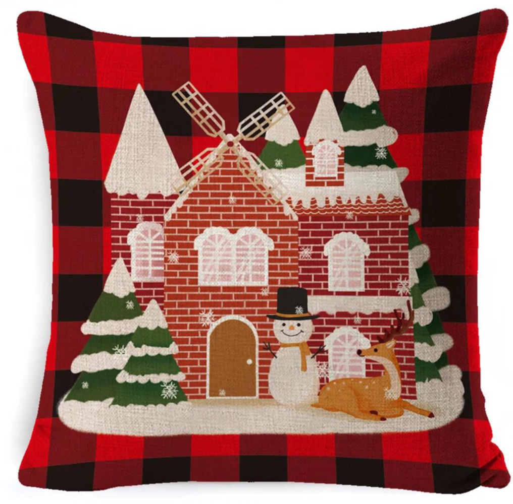 Christmas Pillow Covers Christmas Decoration Cushion Cover Case for Sofa Couch(set of 4,18 x 18 Inches)