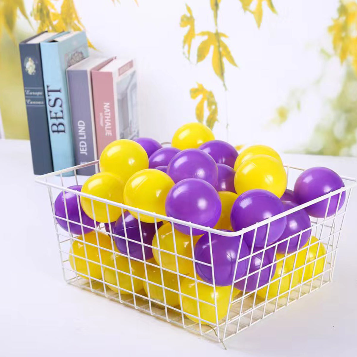 100 pcs Ball Pit Balls for Toddlers, 2.2 inche BPA Free Plastic Balls Crush Proof Ocean Balls Party Decoration Children's Educational Toys(yellow and purple)