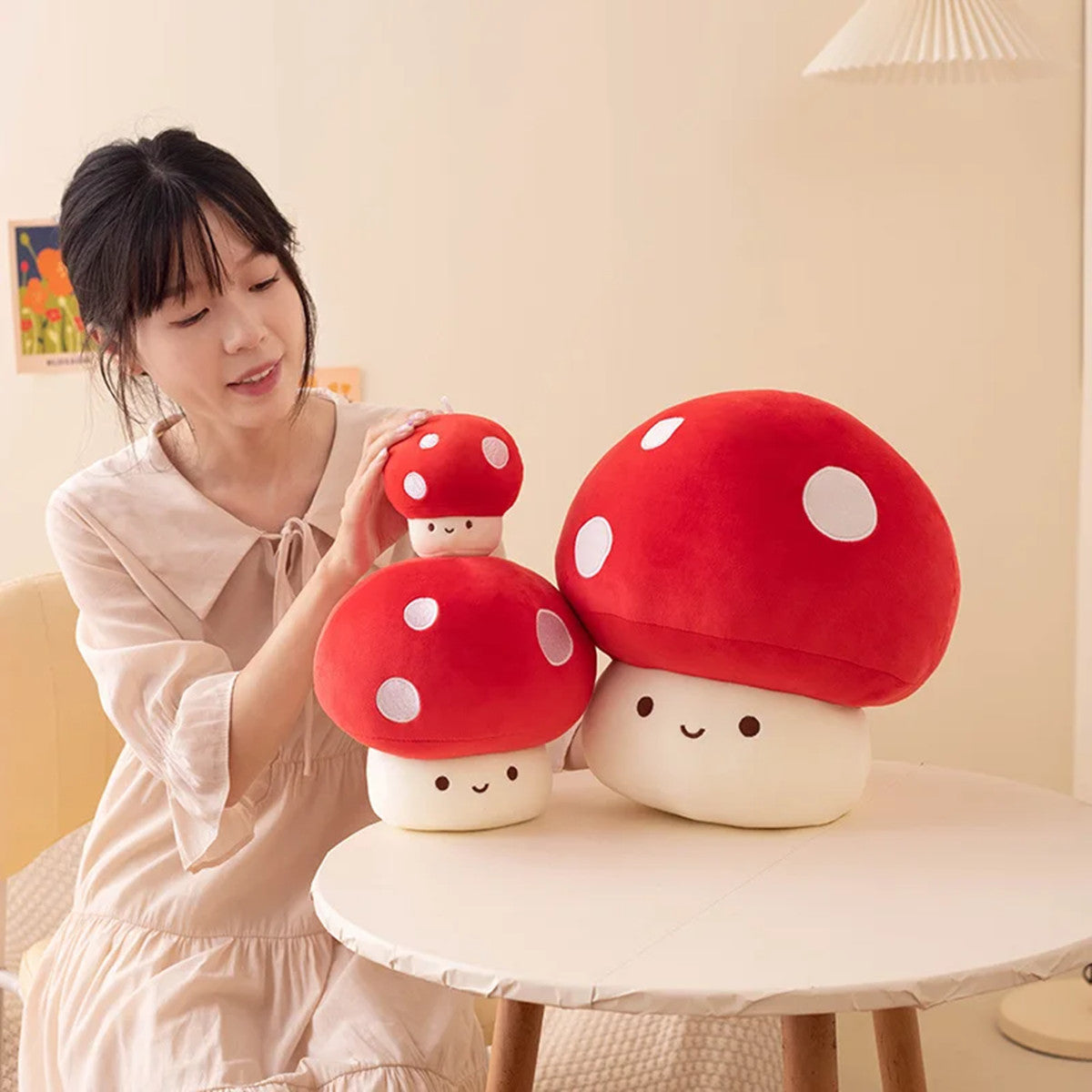 3 packs of cute mushroom plush dolls with mushroom plush filling suitable for pillows, home decor, children's gifts (red, 4.7inches/9.8inches/15.7inches)