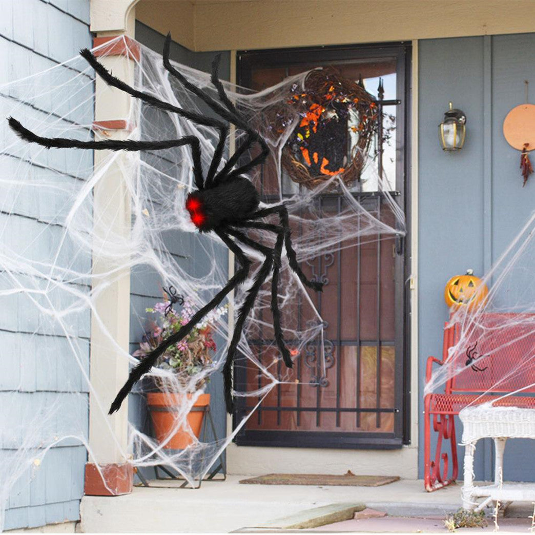 Halloween Giant Spider Web 275'' + 79" Big Fake Scary Spider Stretch Cobweb Yard for Halloween Decorations Outdoor Indoor Halloween Decor Haunted House Halloween Triangular Mega Web