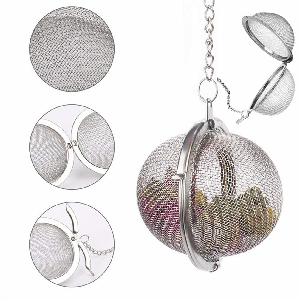 3 Pack Different Sizes Stainless Steel Tea Infuser Sphere Locking Spice Tea Ball With Chain（Small 1.8inch, Medium 2.16inch and Large 2.75inch）