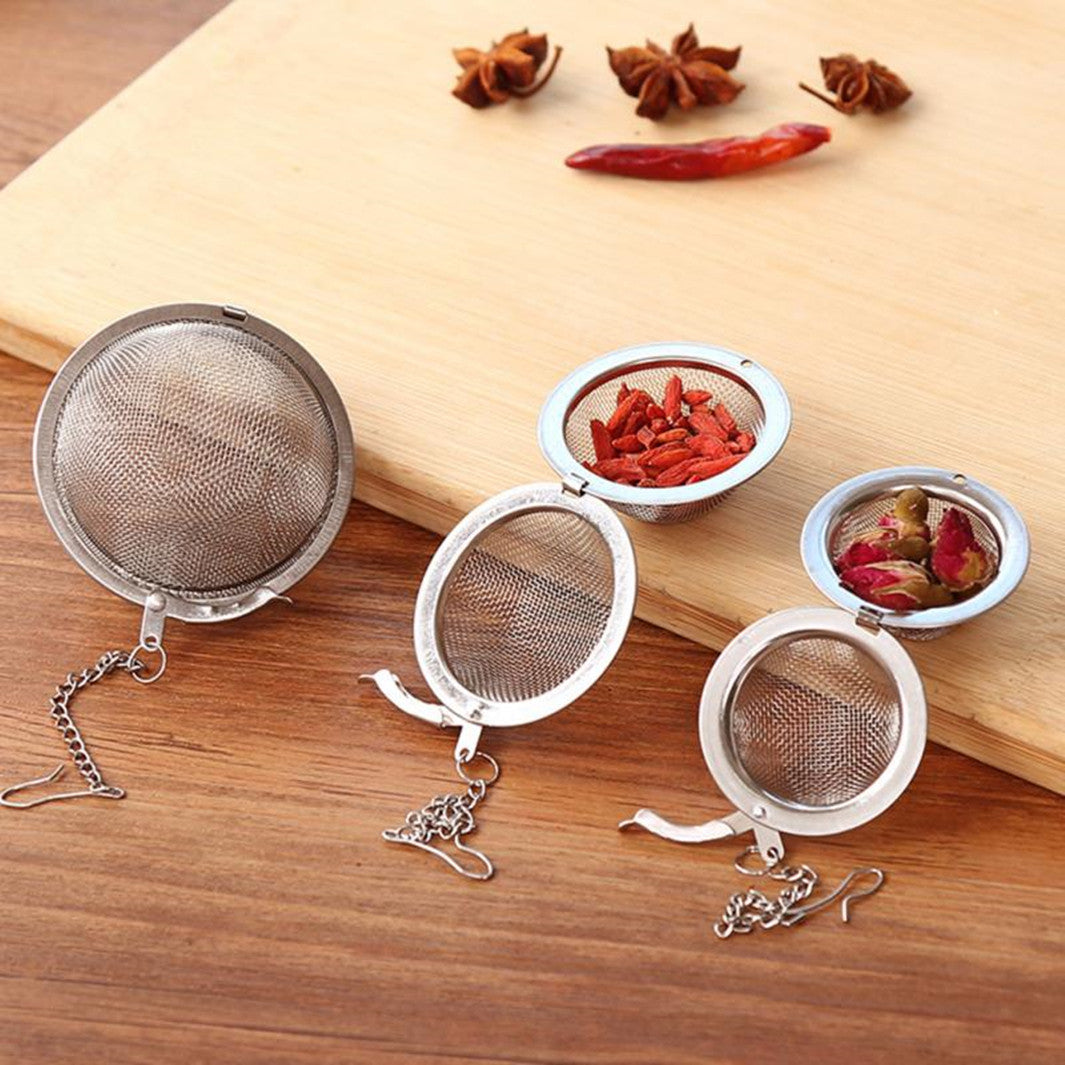 3 Pack Different Sizes Stainless Steel Tea Infuser Sphere Locking Spice Tea Ball With Chain（Small 1.8inch, Medium 2.16inch and Large 2.75inch）