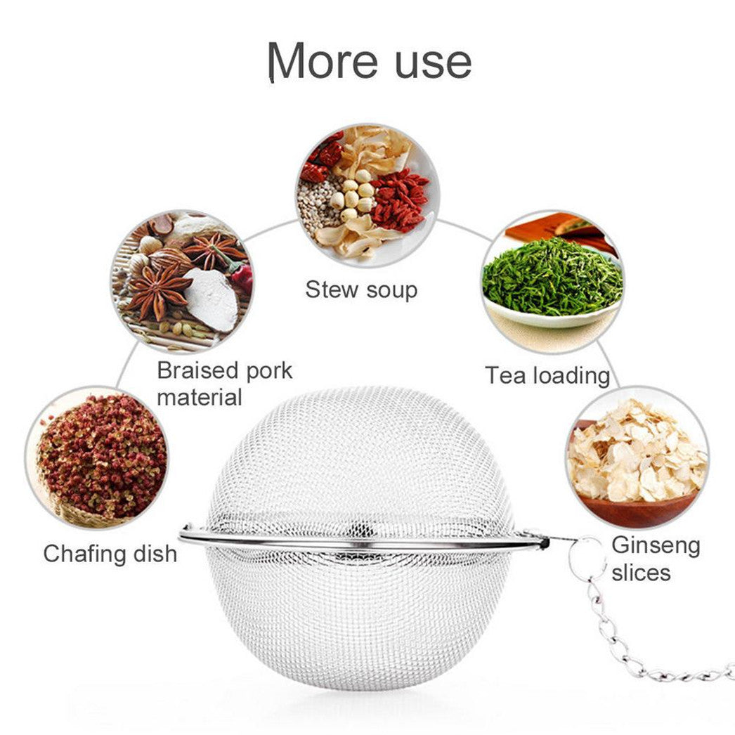 3 Pack Different Sizes Stainless Steel Tea Infuser Sphere Locking Spice Tea Ball With Chain（Small 1.8inch, Medium 2.16inch and Large 2.75inch）