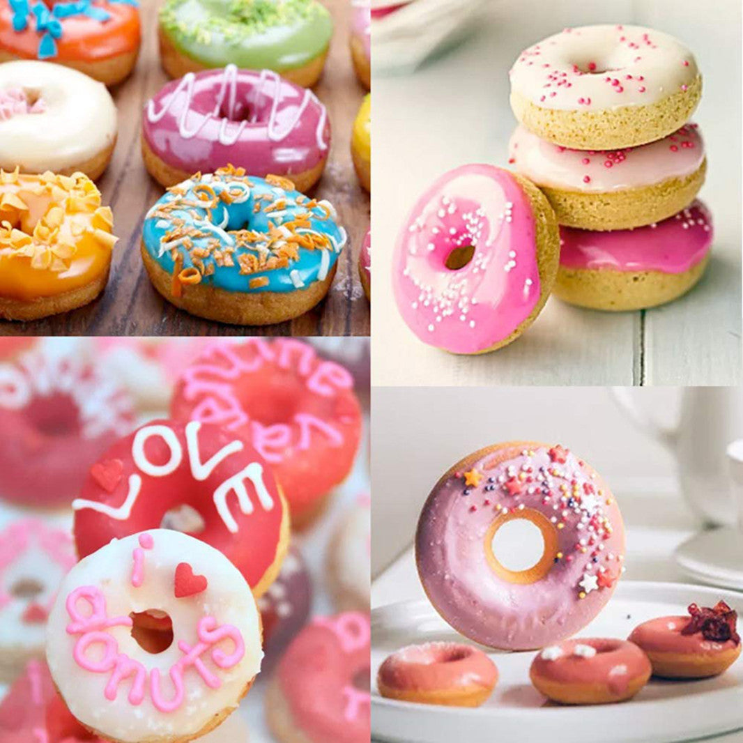 DIY Doughnut Cake Non-Stick Silicone Bakeware Moulds Silicone Donut Baking Pan DIY Decoration Tools Bagels Muffins Donuts Maker(3 Pack)