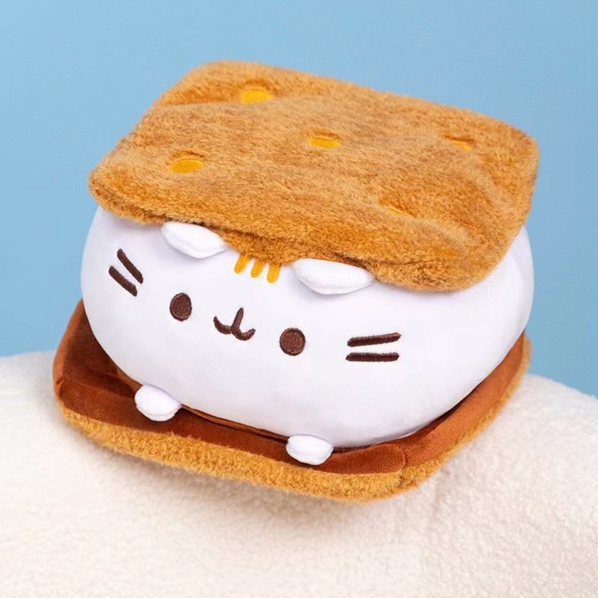 Chocolate Sandwich Cookie Fat Cat Plush Toy Soft Stuffed Animal Cute Biscuit Cat Dolls Accompany Sleep Pillow Kids Birthday Gifts For Kids