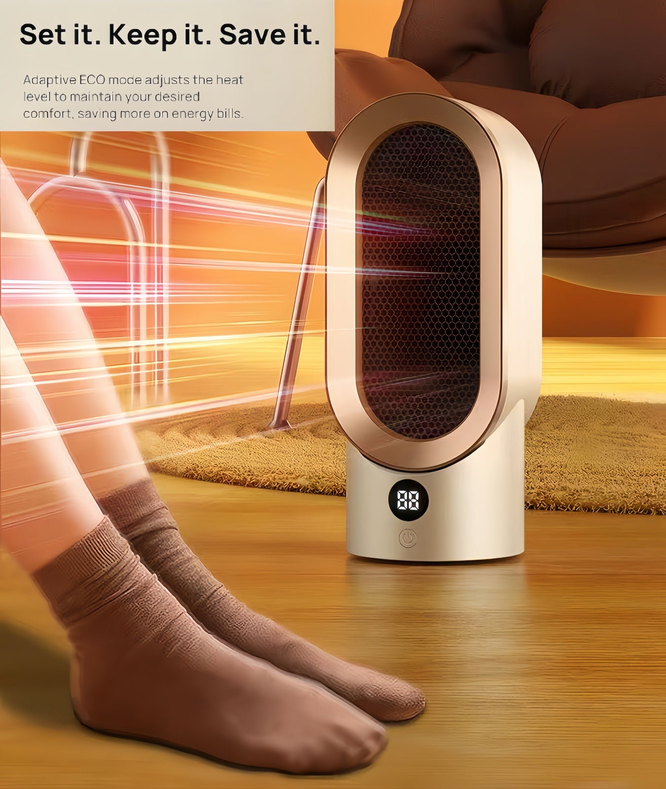 Space Heater for Indoor Use, 16 inch Portable Electric Heater with Remote for Bedroom, 1500W PTC Ceramic Fast Heating with Thermostat, Overheating &Tip-Over Protection