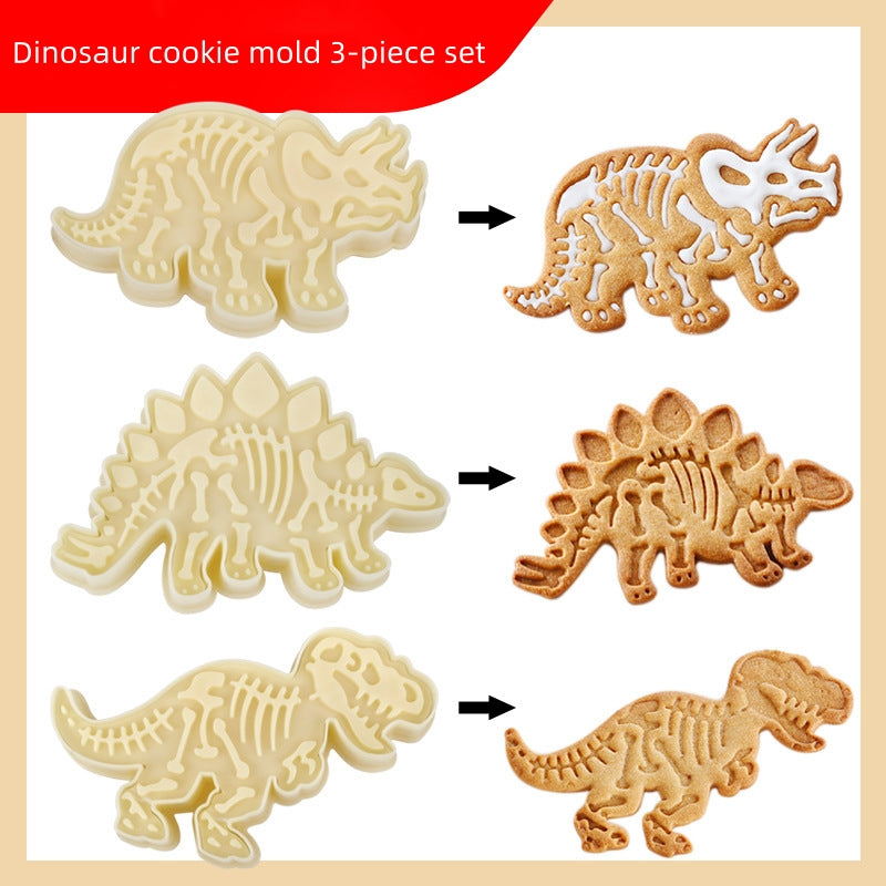 Baking mold 3D Dinosaur Cookie mold 3-piece Jurassic DIY baking cookie mold Cookie cutting mold