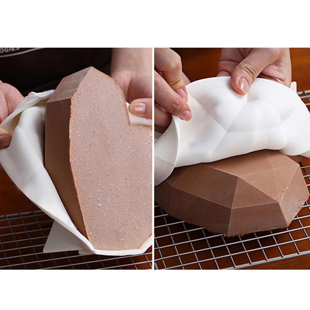 3D Heart Shape Diamond Love Chocolate Candy Mousse Dessert Cake Non-Stick Silicone Baking Molds