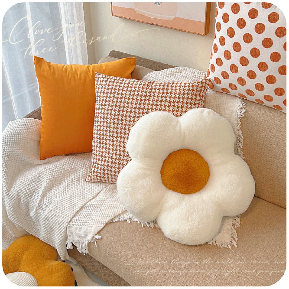 Bulaklak Plush Pillow Soft Sunflower Plant Mat Stuffed Sofa Bed Sleeping Back Cushion Para sa Batang Babae Baby Home Decor Gift(2Packs 19.7inch)