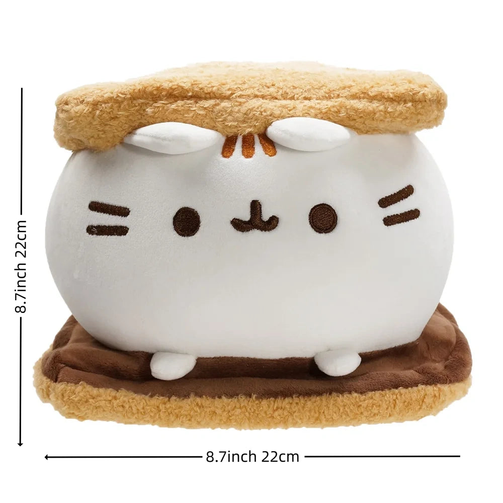 Chocolate Sandwich Cookie Fat Cat Plush Toy Soft Stuffed Animal Cute Biscuit Cat Dolls Accompany Sleep Pillow Kids Birthday Gifts For Kids