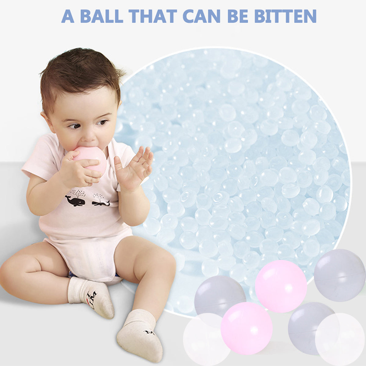 100PCS Soft Pit Balls,Tri-color Ocean Ball Crush Proof Plastic Ocean Ball, BPA Free with No Smell,  2.17in Toddlers and KidsSoft Plastic AirFilled Ocean Ball Pit Balls