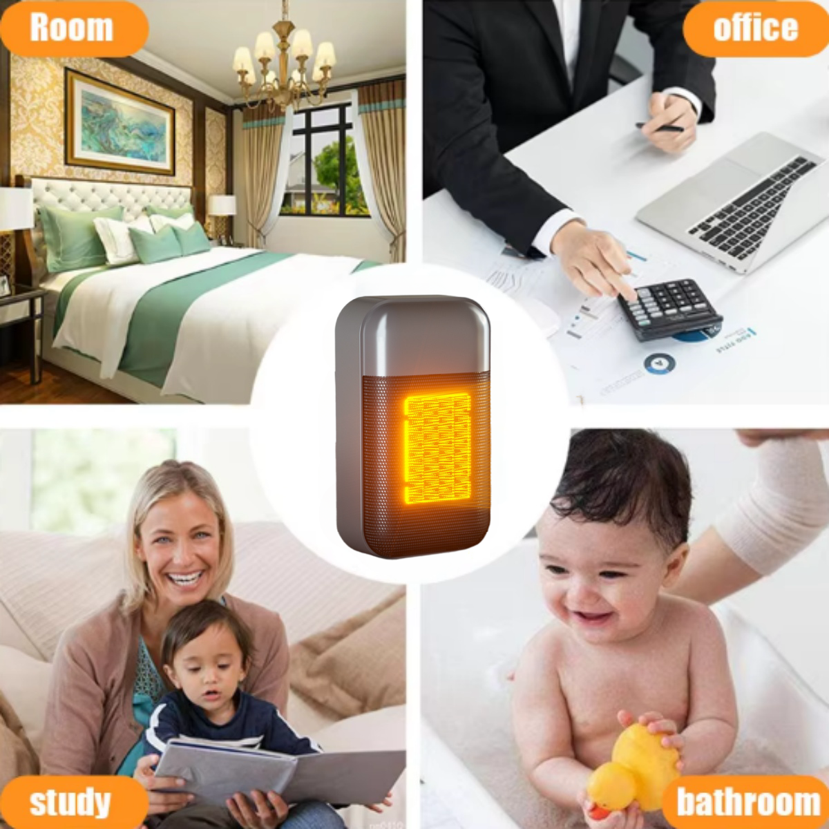 Portable Small Space Heater,PTC Portable Electric Heaters With Tip-Over and Overheat Protection, Quiet Ceramic Room Heater With Thermostat for Bedroom, Office and Indoor Use