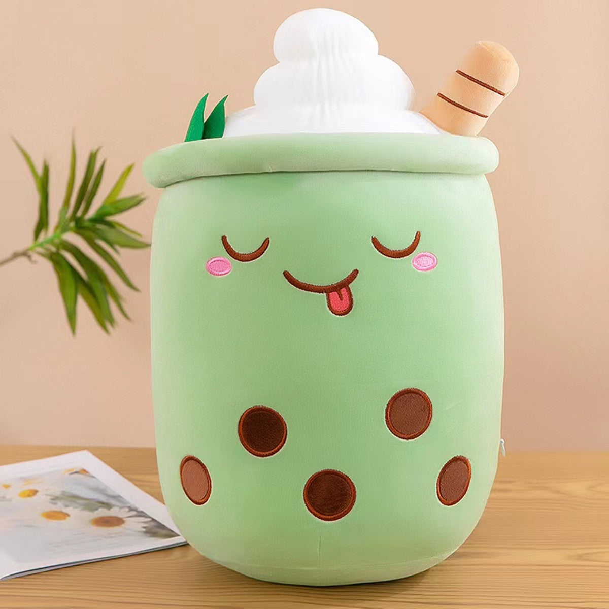 2 packs of plush filled bubble tea, plush cartoon milk tea cup pillow, family hug gift, super soft and realistic plush food (13.8 inches/35 centimeters)