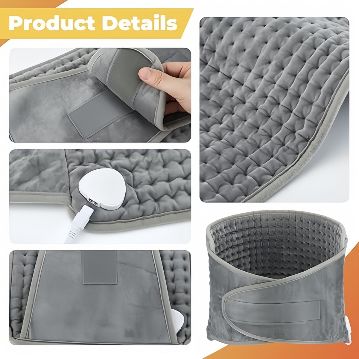 Heating Pad, Waist Heated Pad with LCD Controller, 9 Heating Levels, 4 Gears Timing, Soft Touch