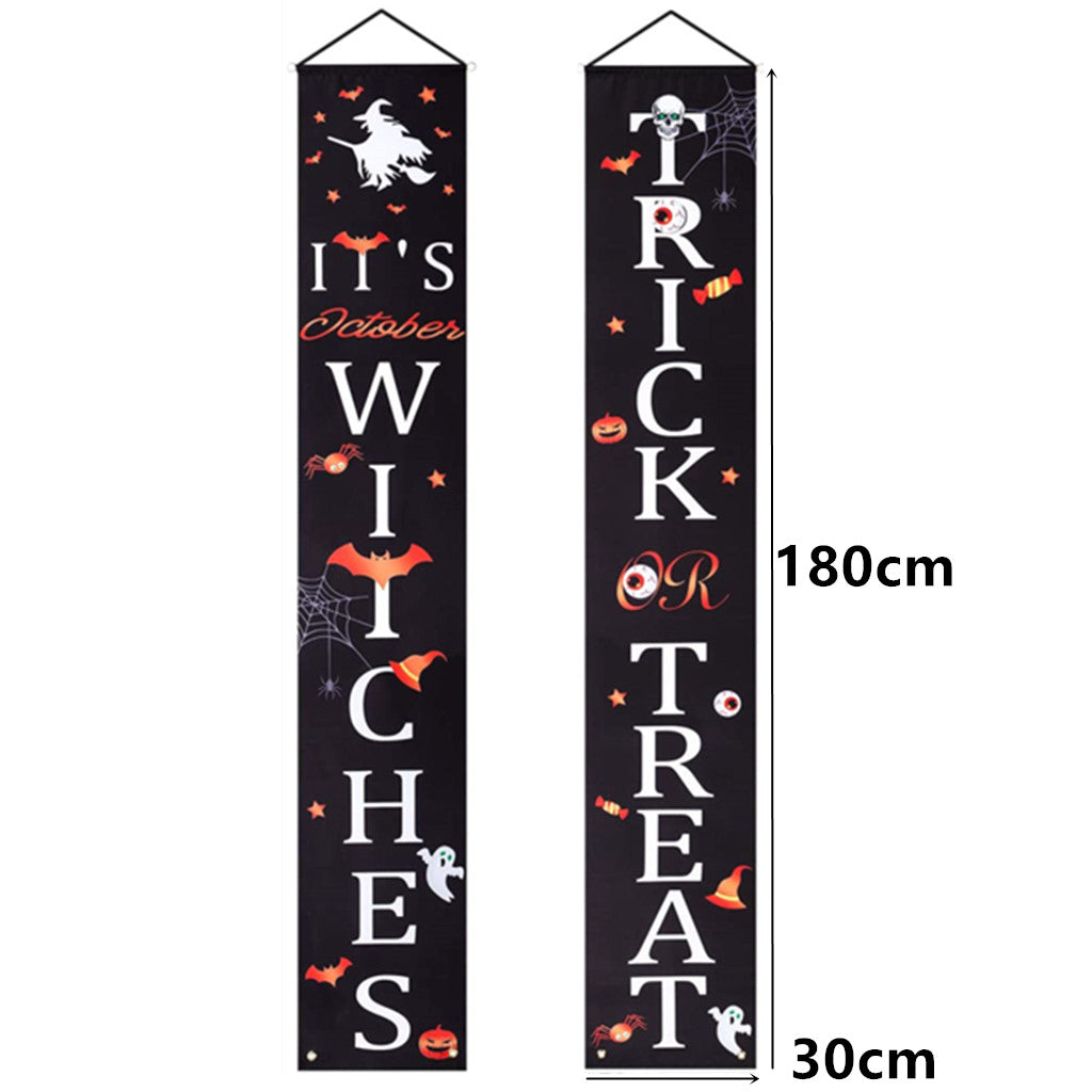 Halloween Ghost Festival Door Banner Trick OR Treat Curtain Banner for Home Party Outdoor Decorations Curtain Banner