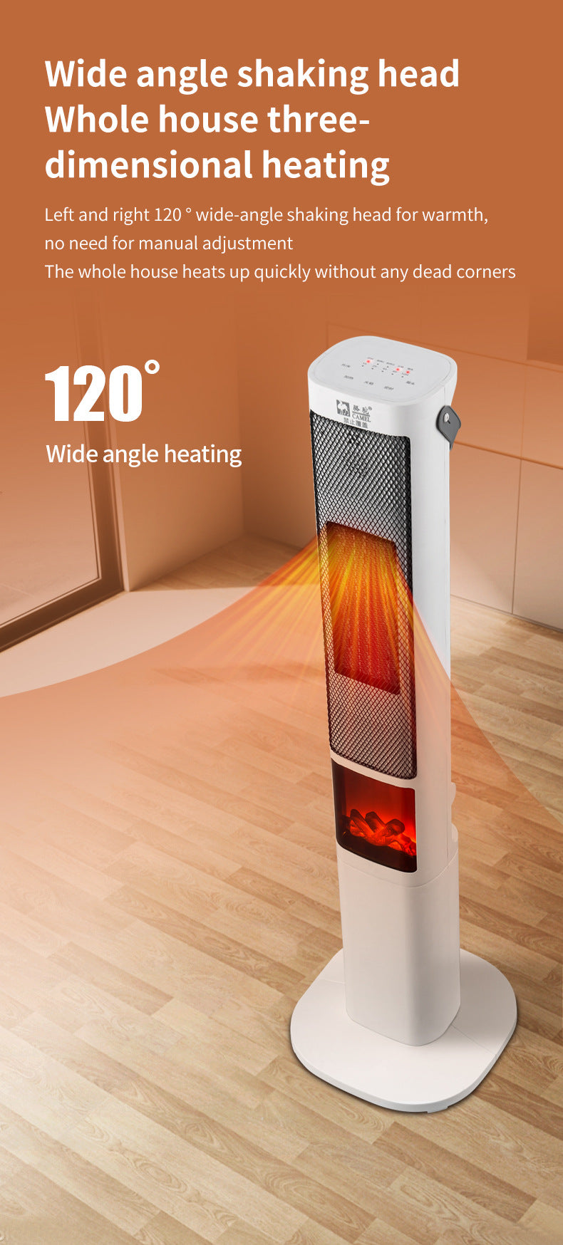 2000W heater 3D simulation flame heater remote control fireplace electric heater gas vertical