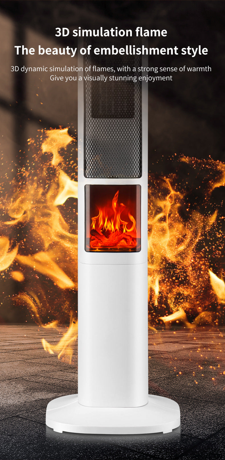 2000W heater 3D simulation flame heater remote control fireplace electric heater gas vertical