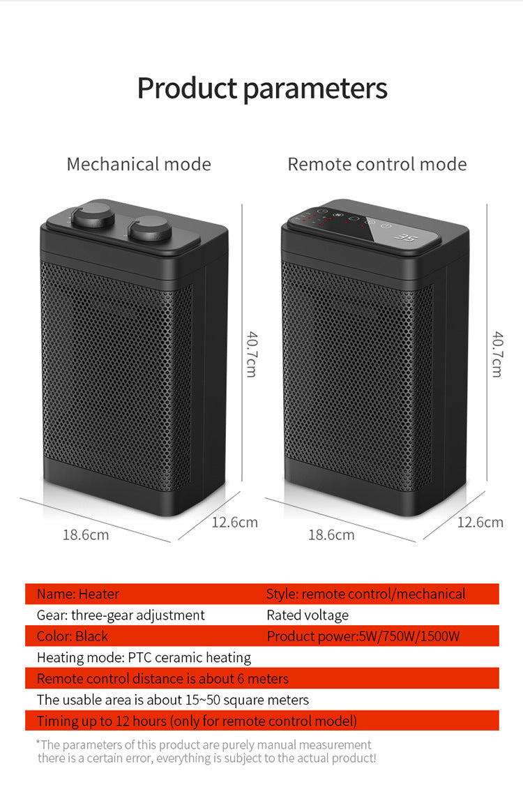 2024 New electric heater Desktop Mini PTC Heater for home Quick heat silent heater