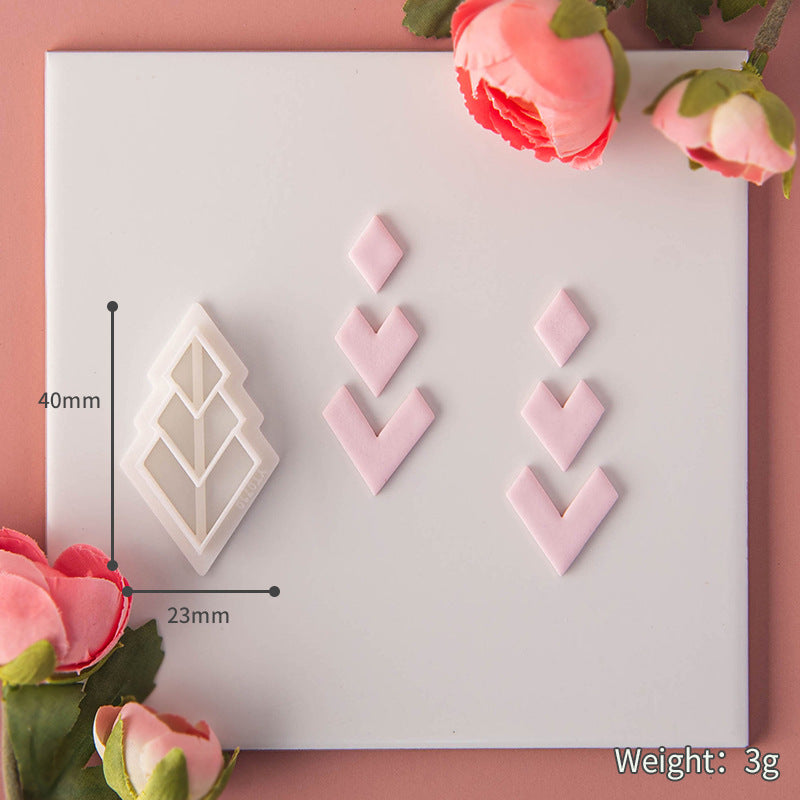 DIY Geometric series polymer clay earring mold,3D design sense diamond clay jewelry pendant modeling cutting die hand tool