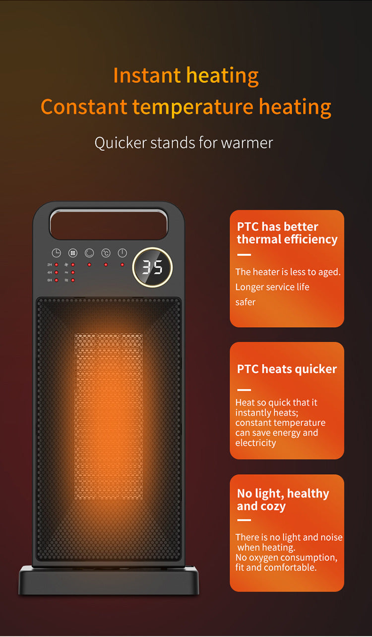 1500W New PTC heater Remote control electric heater touch screen electric heater household vertical 120 degrees shaking head heater