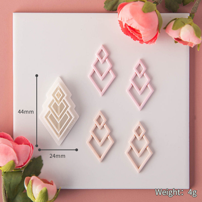 DIY Geometric series polymer clay earring mold,3D design sense diamond clay jewelry pendant modeling cutting die hand tool