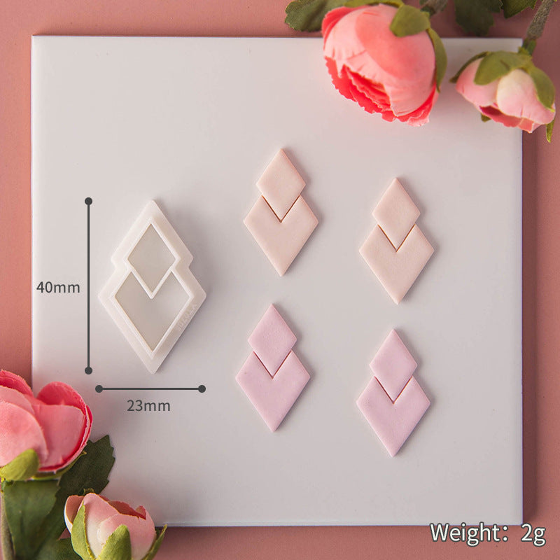 DIY Geometric series polymer clay earring mold,3D design sense diamond clay jewelry pendant modeling cutting die hand tool