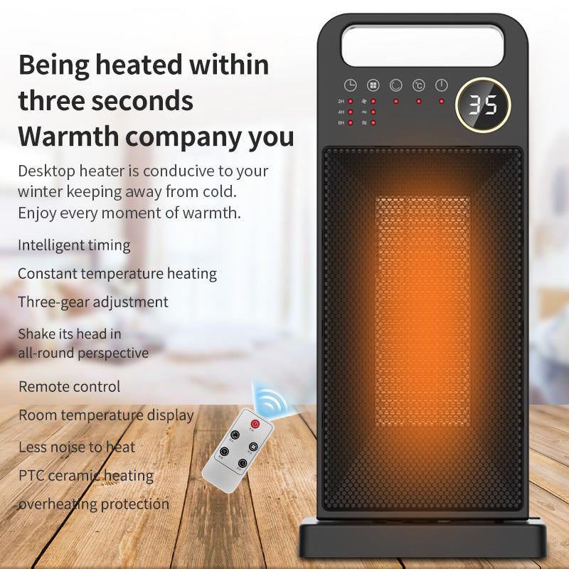 1500W New PTC heater Remote control electric heater touch screen electric heater household vertical 120 degrees shaking head heater