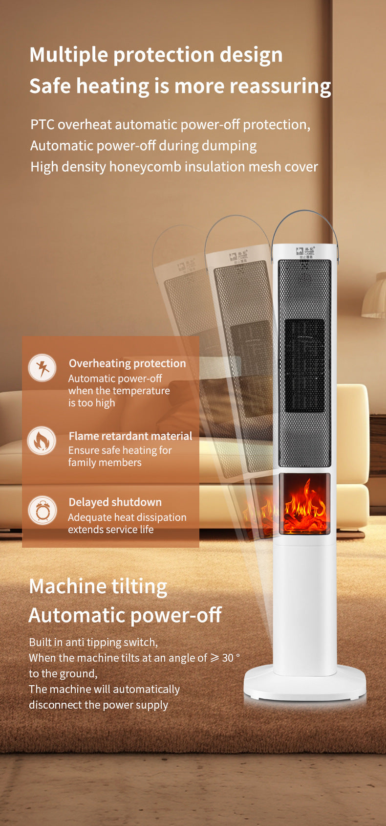 2000W heater 3D simulation flame heater remote control fireplace electric heater gas vertical