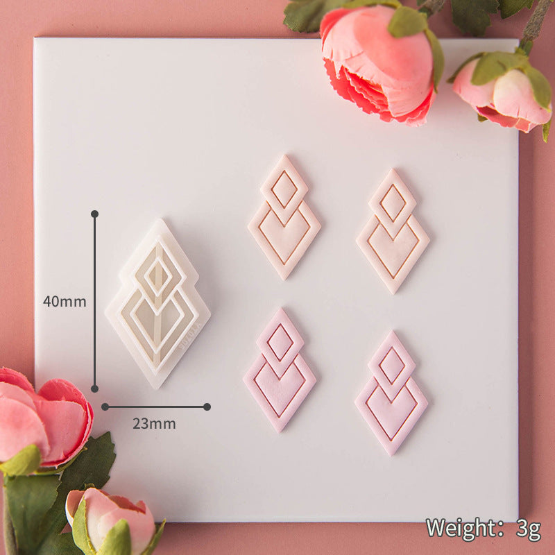 DIY Geometric series polymer clay earring mold,3D design sense diamond clay jewelry pendant modeling cutting die hand tool