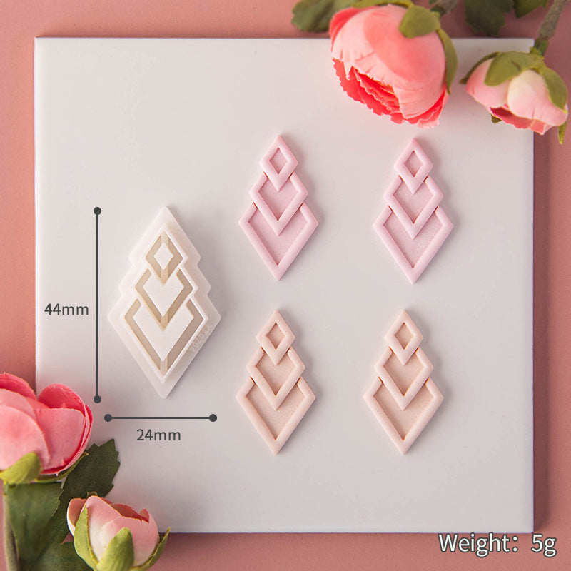 DIY Geometric series polymer clay earring mold,3D design sense diamond clay jewelry pendant modeling cutting die hand tool