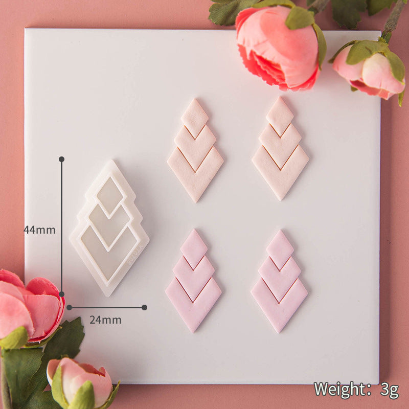 DIY Geometric series polymer clay earring mold,3D design sense diamond clay jewelry pendant modeling cutting die hand tool