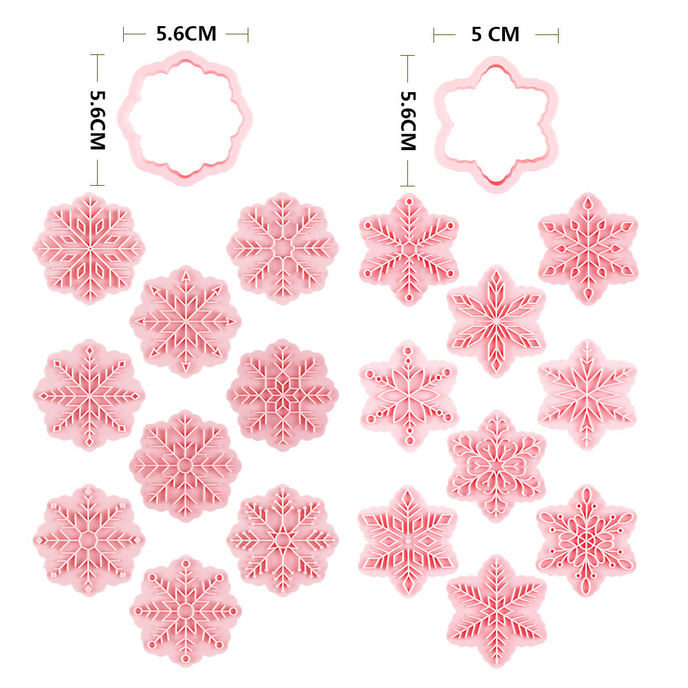 10pc Christmas Snowflake Cookie Mold 3d plastic stereoscopic icing cookie Press baking household seal mold