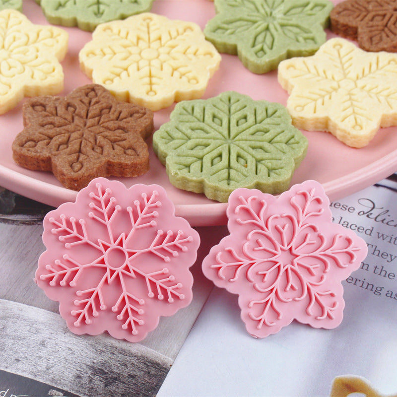 10pc Christmas Snowflake Cookie Mold 3d plastic stereoscopic icing cookie Press baking household seal mold