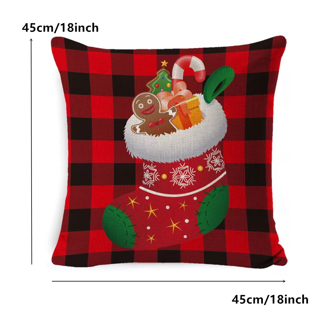 Christmas Pillow Covers Christmas Decoration Cushion Cover Case for Sofa Couch(set of 4,18 x 18 Inches)