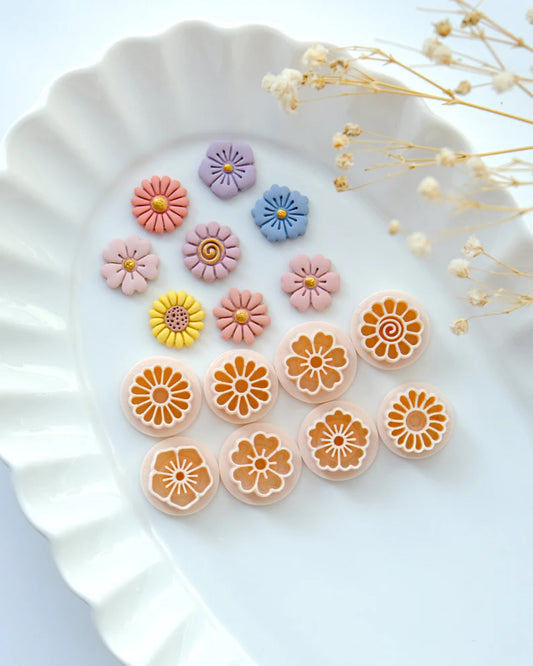 8pcs Spring Flower Stud Polymer Clay Cutters | Spring Clay Cutters | Flower Cutters for Earring Making | 3d Printed Cutter | Clay Tools